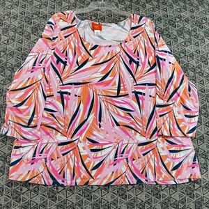 Hearts of Palm woman 2X Vibrant Pink and Orange palm fronds Women's Top